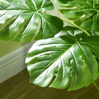 Kunstpflanze Realistische Kunstpflanze Monstera Deliciosa,1 Übertopf und Zementerde,17,5 cm x 17,5 cm x 120 cm, Grün