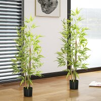 Bambus-Kunstbaum 2er-Set, 3 Stämme, pflegeleicht,...