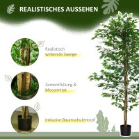 Künstlicher Ficus-Baum, realistisch, pflegeleicht, inkl. Topf, 180 cm hoch, Grün