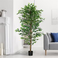 Künstlicher Ficus-Baum, realistisch, pflegeleicht, inkl. Topf, 180 cm hoch, Grün
