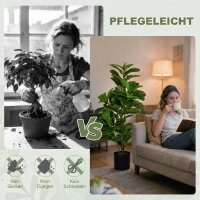 Künstliche Ficus-Pflanze, 110 cm hoch mit 90 Blättern & Topf für Wohnzimmer