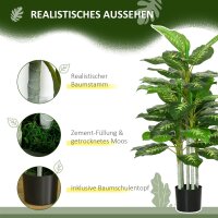 Kunstpflanze, Kunststoff-Pflanze, Zementtopf, Indoor und Outdoor, 120 cm, Grün