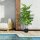 Kunstpflanze, Kunststoff-Pflanze, Zementtopf, Indoor und Outdoor, 120 cm, Grün