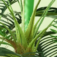 Künstliche Palme, 1,6 m, realistische Zweige, Dekorationspflanze, Kunststoff, mit Topf, Braun+Grün