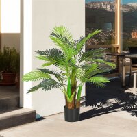 Künstliche Palme, 1 m, realistische Zweige, Dekorationspflanze, Kunststoff, mit Topf, Braun+Grün