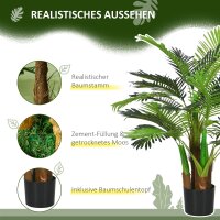 Künstliche Palme, 1 m, realistische Zweige, Dekorationspflanze, Kunststoff, mit Topf, Braun+Grün