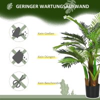Künstliche Palme, 1 m, realistische Zweige, Dekorationspflanze, Kunststoff, mit Topf, Braun+Grün