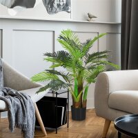 Künstliche Palme, 1 m, realistische Zweige, Dekorationspflanze, Kunststoff, mit Topf, Braun+Grün