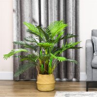 Künstliche Palme, 1 m, realistische Zweige, Dekorationspflanze, Kunststoff, mit Topf, Braun+Grün