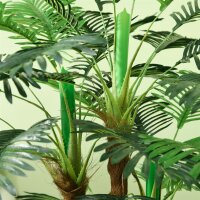 Künstliche Palme, 1 m, realistische Zweige, Dekorationspflanze, Kunststoff, mit Topf, Braun+Grün