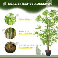 Künstlicher Bambus, Kunstpflanze, Dekopflanze mit Topf, Kunstbaum, Baumdekoration, 150 cm