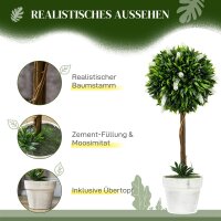 2er-Set Lavendel Kunstbaum, 60 cm hoch, inkl. Topf und Kunstmoos, Weiß
