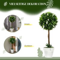 2er-Set Lavendel Kunstbaum, 60 cm hoch, inkl. Topf und Kunstmoos, Weiß