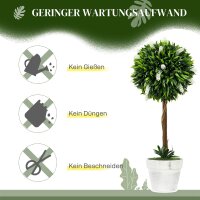 2er-Set Lavendel Kunstbaum, 60 cm hoch, inkl. Topf und Kunstmoos, Weiß