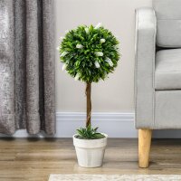 2er-Set Lavendel Kunstbaum, 60 cm hoch, inkl. Topf und Kunstmoos, Weiß