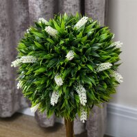 2er-Set Lavendel Kunstbaum, 60 cm hoch, inkl. Topf und Kunstmoos, Weiß