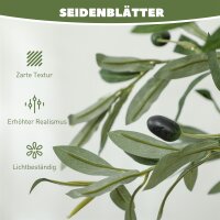 Kunstpflanze, Künstlicher Olivenbaum, 150 cm, 720 Blätter, 40 Oliven, stabiler Blumentopf, Dekorationspflanze, Grün