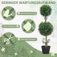 2er-Set Kunstpflanzen, Künstliche Buchsbaum-Pflanzen, UV-geschützt, mit Topf, Grün