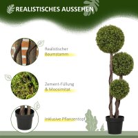 Künstlicher Buchsbaum, Kunstpflanze, realistisches Aussehen, Outdoor, Grün + Schwarz