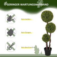 Künstlicher Buchsbaum, Kunstpflanze, realistisches Aussehen, Outdoor, Grün + Schwarz