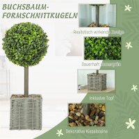 2er-Set künstliche Pflanzen, UV-beständige Kunstbäume im Topf, für drinnen und draußen geeignet, Kunststoff, Zement, Grün