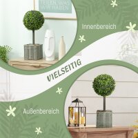 2er-Set künstliche Pflanzen, UV-beständige Kunstbäume im Topf, für drinnen und draußen geeignet, Kunststoff, Zement, Grün
