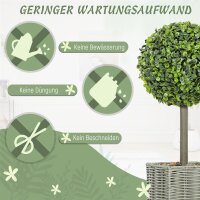 2er-Set künstliche Pflanzen, UV-beständige Kunstbäume im Topf, für drinnen und draußen geeignet, Kunststoff, Zement, Grün