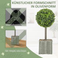 2er-Set künstliche Pflanzen, UV-beständige Kunstbäume im Topf, für drinnen und draußen geeignet, Kunststoff, Zement, Grün