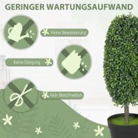 2er-Set künstliche Pflanzen, UV-beständige Kunstbäume im Topf, Kunststoff, Zement, Grün