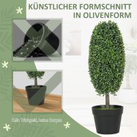 2er-Set künstliche Pflanzen, UV-beständige Kunstbäume im Topf, Kunststoff, Zement, Grün
