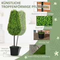 2er Set Künstliche Buchsbaum 90cm Kunstpflanze in Tränenform, Plastik Künstliche Pflanzen im Topf Moderne Dekoration