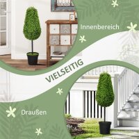 2er Set Künstliche Buchsbaum 90cm Kunstpflanze in Tränenform, Plastik Künstliche Pflanzen im Topf Moderne Dekoration