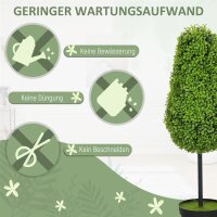 2er Set Künstliche Buchsbaum 90cm Kunstpflanze in Tränenform, Plastik Künstliche Pflanzen im Topf Moderne Dekoration