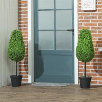 2er Set Künstliche Buchsbaum 90cm Kunstpflanze in Tränenform, Plastik Künstliche Pflanzen im Topf Moderne Dekoration