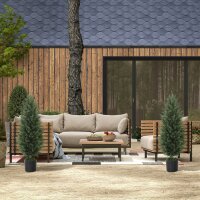 2er-Set Künstliche Zypressen, Kunstbäume mit 831 Blättern, mit Zementtopf, UV-beständig, Kunstpflanze, 90 cm, Grün