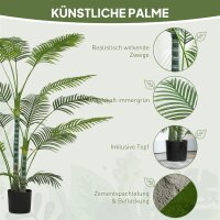 Künstliche Palme mit 16 Kunststoff-Blättern, UV-beständige Kunstpflanze mit Plastiktopf, für drinnen und draußen, Grün