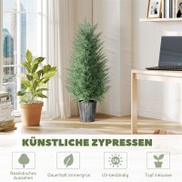 2er Set Künstliche Zypressenbäume groß 90cm Kunstpflanze, Plastik Künstliche Pflanzen im Topf 15 x 15 x 90 cm Grün