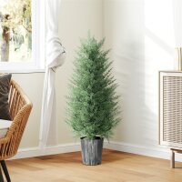2er Set Künstliche Zypressenbäume groß 90cm Kunstpflanze, Plastik Künstliche Pflanzen im Topf 15 x 15 x 90 cm Grün