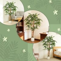 Künstlicher Banyanbaum Kunstpflanze mit Massivholzstamm, Topf, für Wohnzimmer Schlafzimmer Büro 65 x 65 x 150 cm Grün