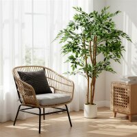 Künstlicher Banyanbaum Kunstpflanze mit Massivholzstamm, Topf, für Wohnzimmer Schlafzimmer Büro 65 x 65 x 150 cm Grün