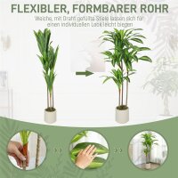 Künstlicher Dracaena-Baum 120 cm mit biegsamen Stämmen und weißem Pflanzgefäß für Wohnzimmer Schlafzimmer Büro