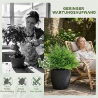 Künstliche Boston-Farn-Büsche UV-beständig, Kunstpflanzen mit Stäben, Set aus 2, 60 cm für Garten, Veranda