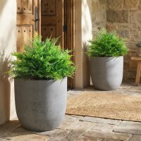 Künstliche Boston-Farn-Büsche UV-beständig, Kunstpflanzen mit Stäben, Set aus 2, 60 cm für Garten, Veranda