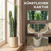 Kunstpflanze Kaktus Pflanzen groß 95 cm mit Topf wie echt für Zuhause, Büro, Grün