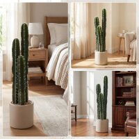Kunstpflanze Kaktus Pflanzen groß 95 cm mit Topf wie echt für Zuhause, Büro, Grün