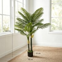 Künstliche Palme 150cm Kunstpalme mit 16 Palmenwedel...