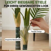 Künstliche Palme 150cm Kunstpalme mit 16 Palmenwedel Groß Kunstpflanze im Topf für Wohnzimmer Balkon Dekoration Grün