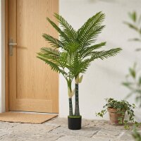 Künstliche Palme 150cm Kunstpalme mit 16 Palmenwedel Groß Kunstpflanze im Topf für Wohnzimmer Balkon Dekoration Grün