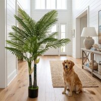Künstliche Palme 150cm Kunstpalme mit 16 Palmenwedel Groß Kunstpflanze im Topf für Wohnzimmer Balkon Dekoration Grün