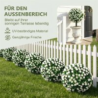 Künstliche Rosenkugeln UV-beständig für den Außenbereich, Set aus 2 Rosenbäumen, 55 cm, Weiß